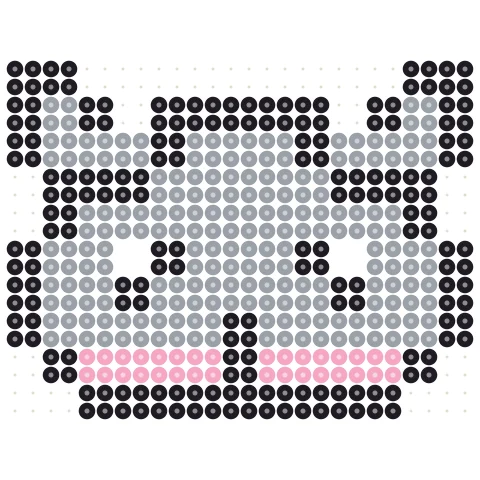 Gray Cat Face Perler bead pattern
