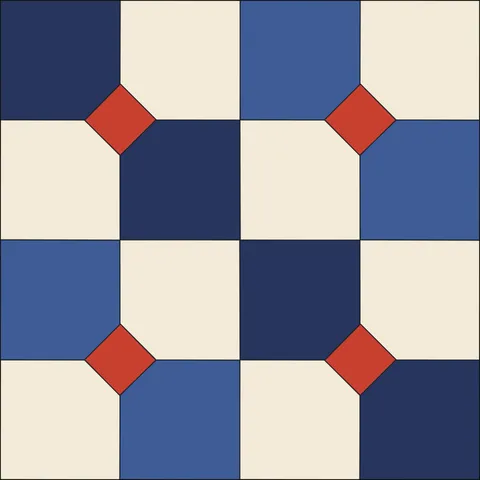 Bow Tie Quilt Block · Indigo & Vermilion