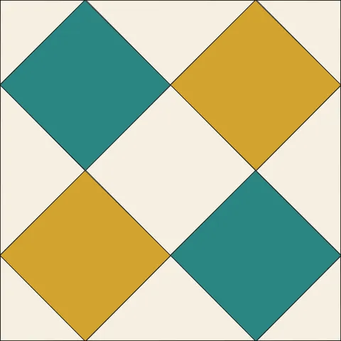 Broken Dishes Quilt Block · Retro Mustard