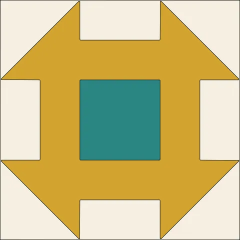Churn Dash Quilt Block · Retro Mustard