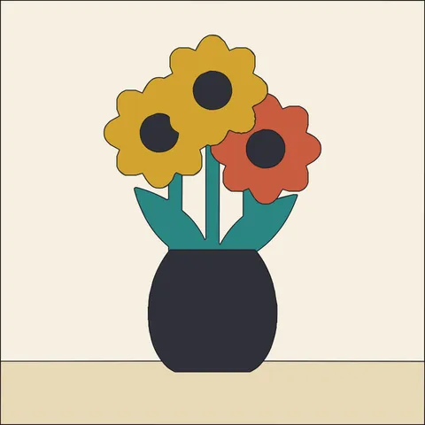 Flowers in a Vase · Retro Mustard