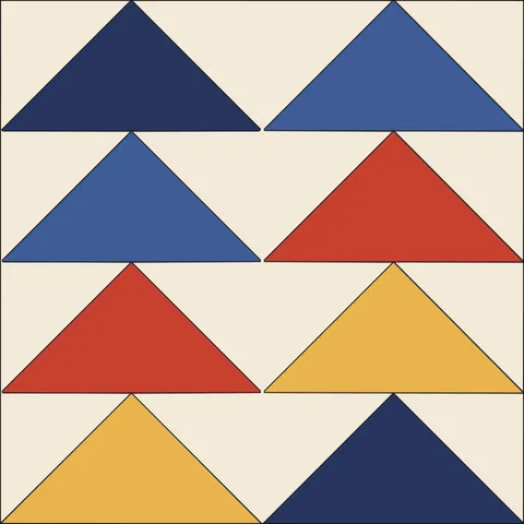 Flying Geese Quilt Block · Indigo & Vermilion