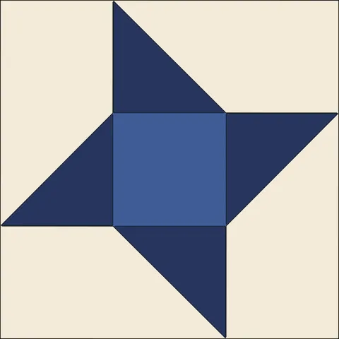 Friendship Star Quilt Block · Indigo & Vermilion