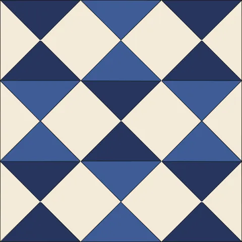Hourglass Quilt Block · Indigo & Vermilion