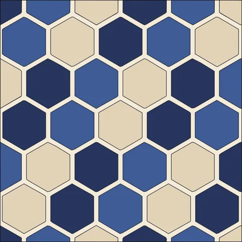 Kikko Hexagons · Indigo & Vermilion