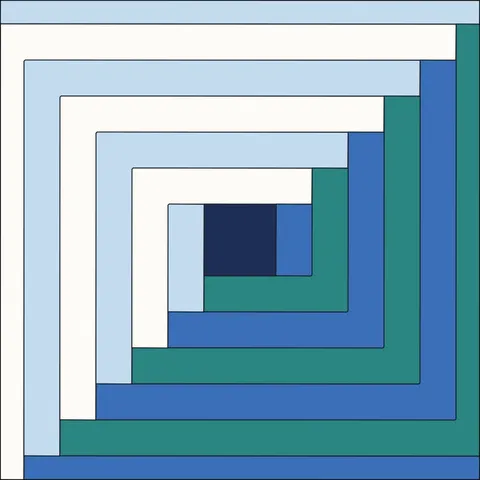Log Cabin Quilt Block · Ocean Breeze