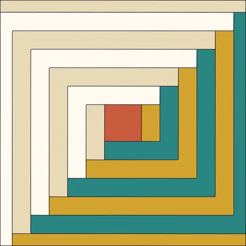 Log Cabin Quilt Block · Retro Mustard