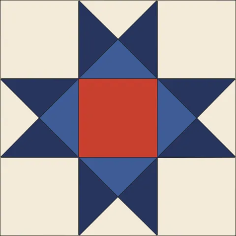 Ohio Star Quilt Block · Indigo & Vermilion