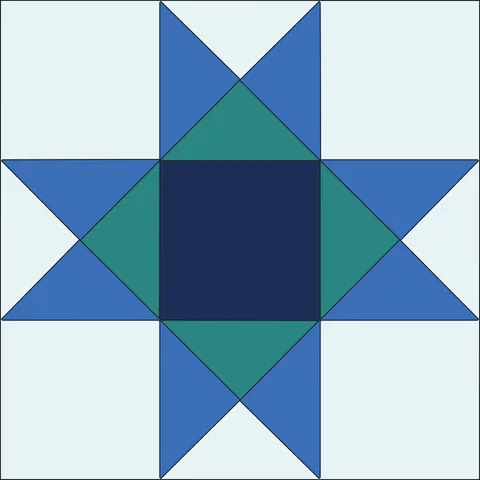 Ohio Star Quilt Block · Ocean Breeze