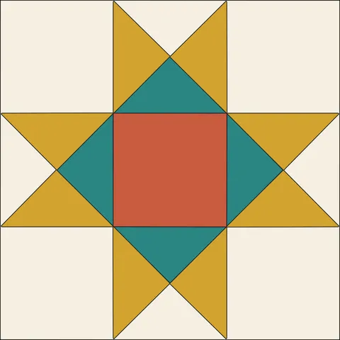 Ohio Star Quilt Block · Retro Mustard