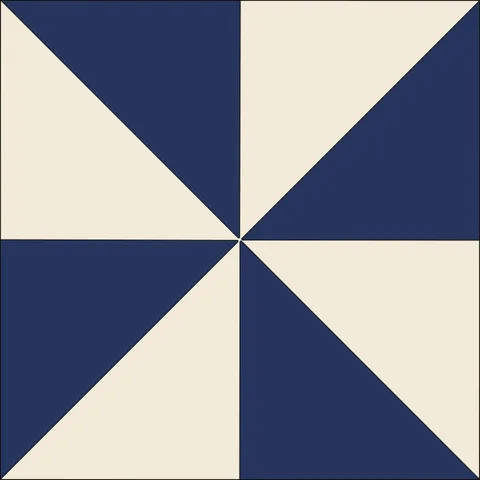 Pinwheel Quilt Block · Indigo & Vermilion