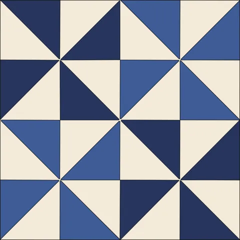 Four Pinwheels Quilt · Indigo & Vermilion