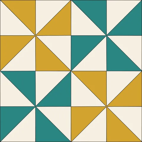 Four Pinwheels Quilt · Retro Mustard