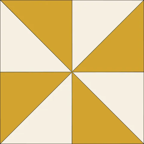 Pinwheel Quilt Block · Retro Mustard