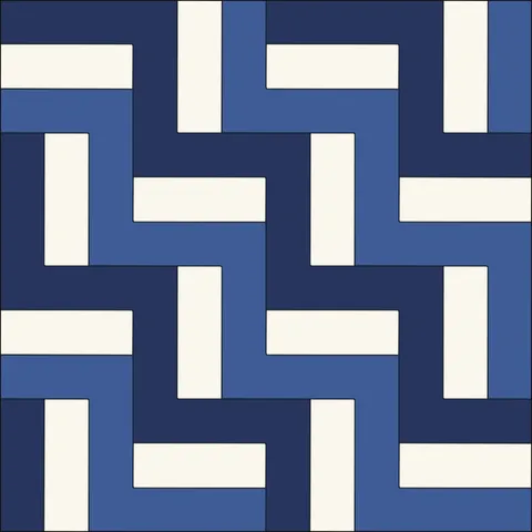 Rail Fence Quilt · Indigo & Vermilion