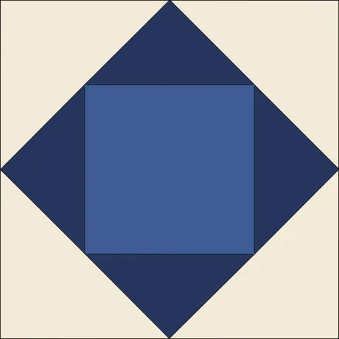Sawtooth Star Quilt Block · Indigo & Vermilion
