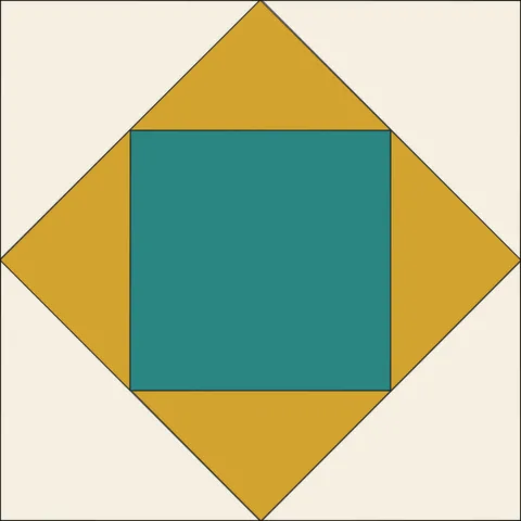 Sawtooth Star Quilt Block · Retro Mustard