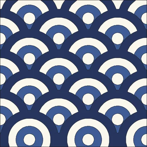 Seigaiha Wave Pattern · Indigo & Vermilion