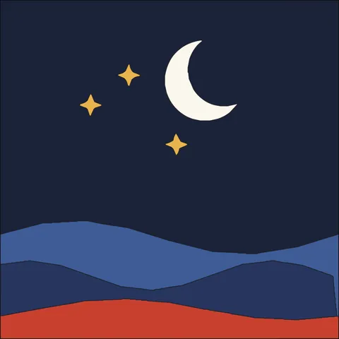 Starry Night Hills · Indigo & Vermilion