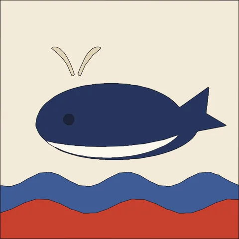 Friendly Whale · Indigo & Vermilion