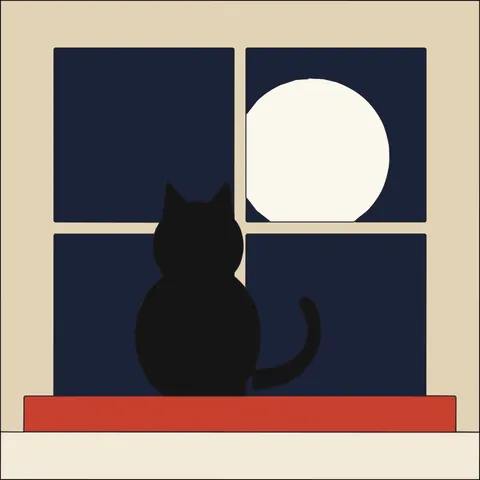 Cat in the Window · Indigo & Vermilion